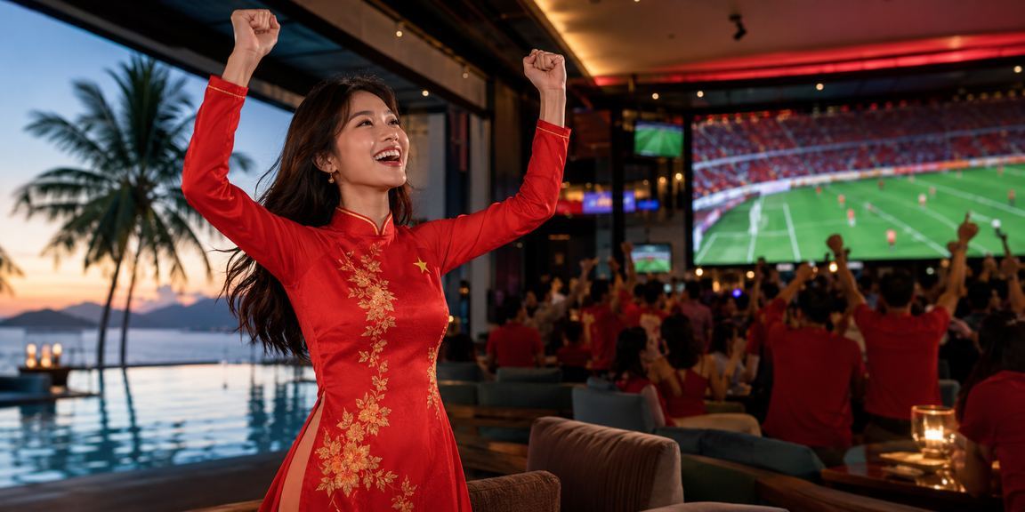 Người phụ nữ mặc áo dài xem thông tin casino và cá cược tại Nha Trang