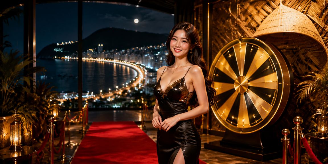 Cảnh biển Vũng Tàu với người chơi roulette trực tuyến đội nón lá truyền thống